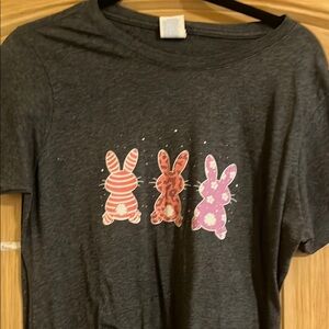 Gray Kids Bunny Print T-Shirt